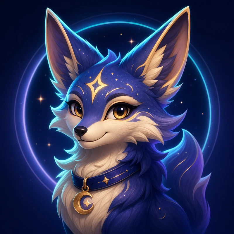 Lux, a celestial fox mascot
